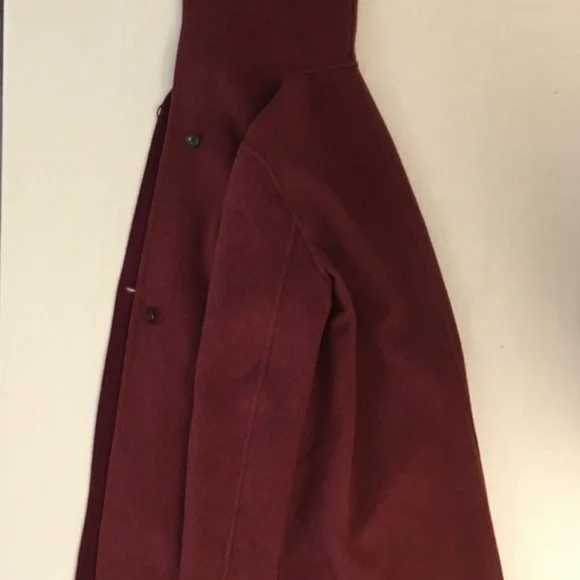 Uniqlo double faced wool blend coat with hood - maroon - oversized XS - Picture 9 of 15